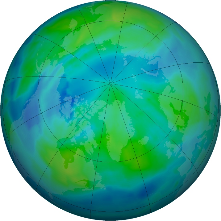 Arctic ozone map for 11 October 2012